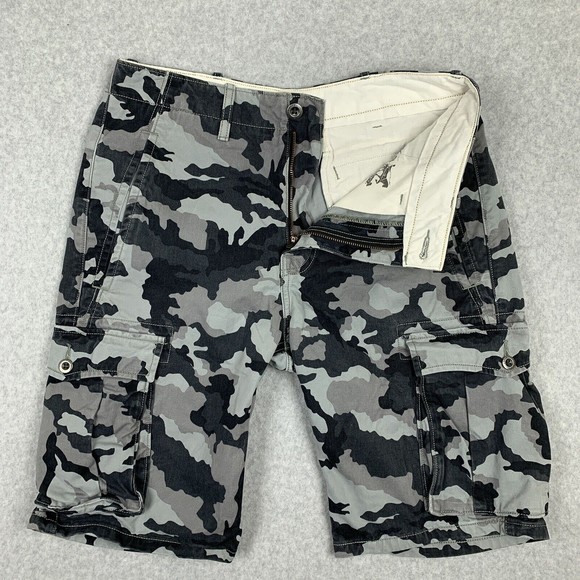 Levis Cargo Shorts Mens Sz 29 (30 x 10.5) Camo Gray Black White Tab Army Pockets - Picture 4 of 16